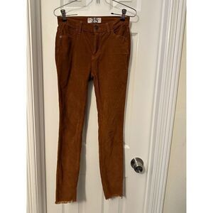 Free People We‎ The Free Corduroy Skinny Pants Size 25 Raw Hem Rust Orange Fall